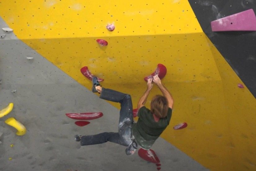 Chris Sharma and Alex Puccio climb the Red Problem at the ProLo Event at  Momentum Lehi