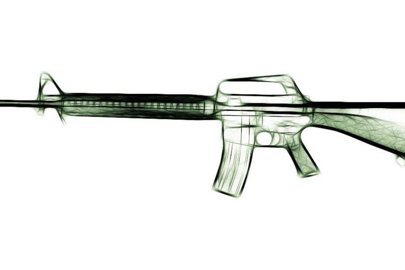 Military - Artistic Gun M16 Rifle Fractal Wallpaper