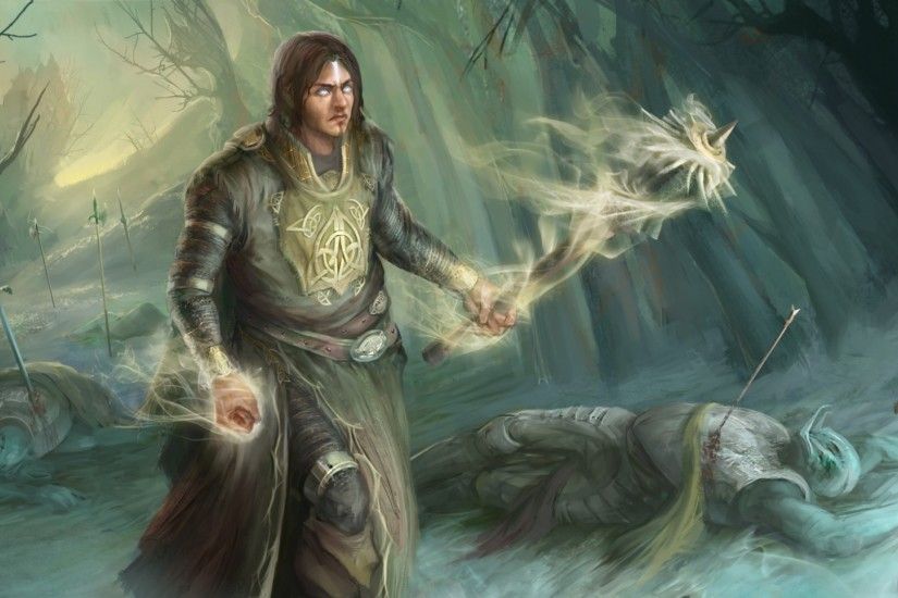 1920x1080 Wallpaper corpses, mage, warrior, forest, art, fantasy