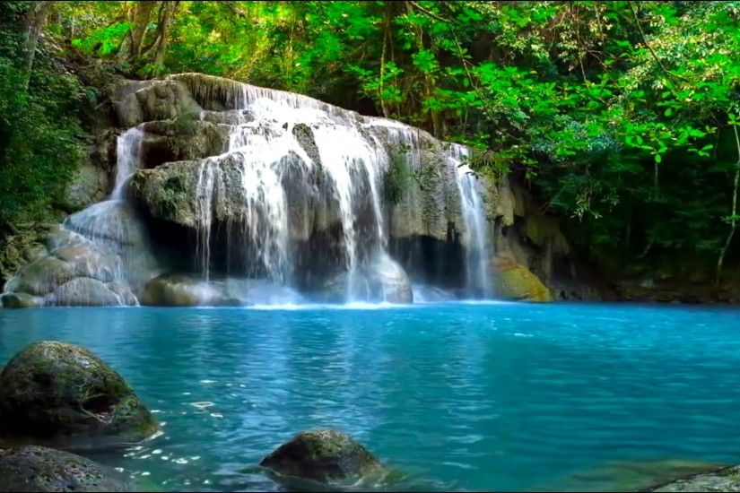 Waterfall & Jungle Sounds - Relaxing Tropical Rainforest Nature Sound (  Singing Birds Ambience ) - YouTube