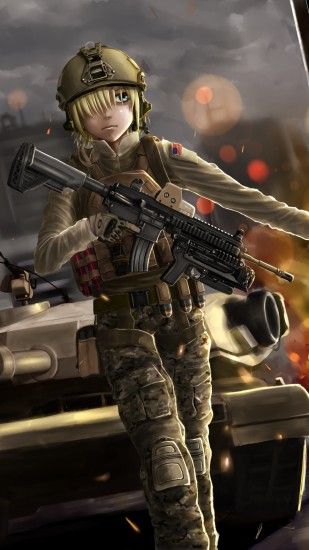 Anime battlefield anime girl soldier iPhone 7 Wallpaper ...