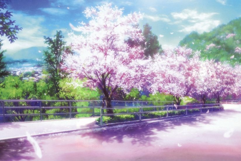 Anime Cherry Blossom Desktop Wallpaper.