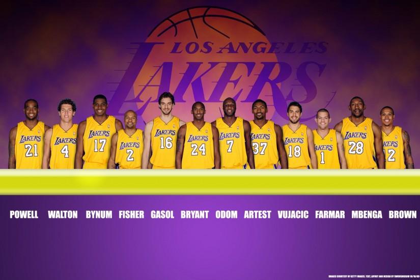 LA Lakers 2010 Roster Widescreen Wallpaper