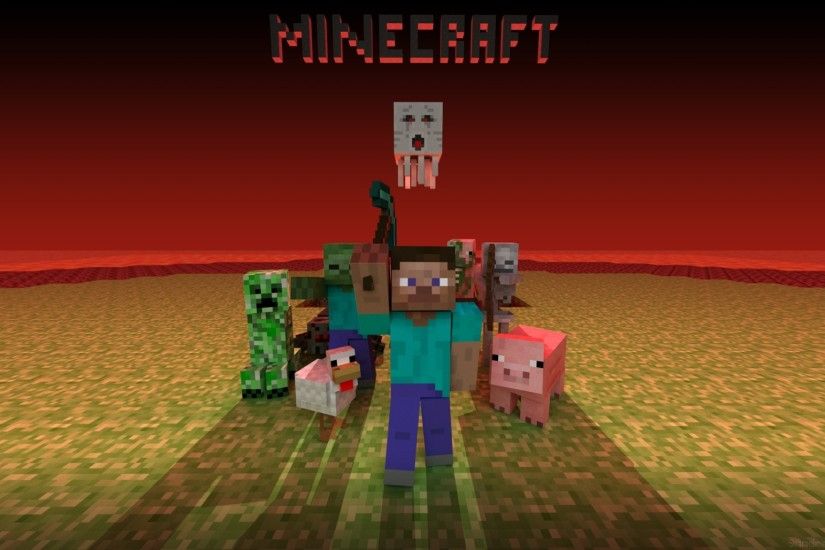 Preview wallpaper minecraft, mobs, creeper, snake, zombie, chicken, pig,