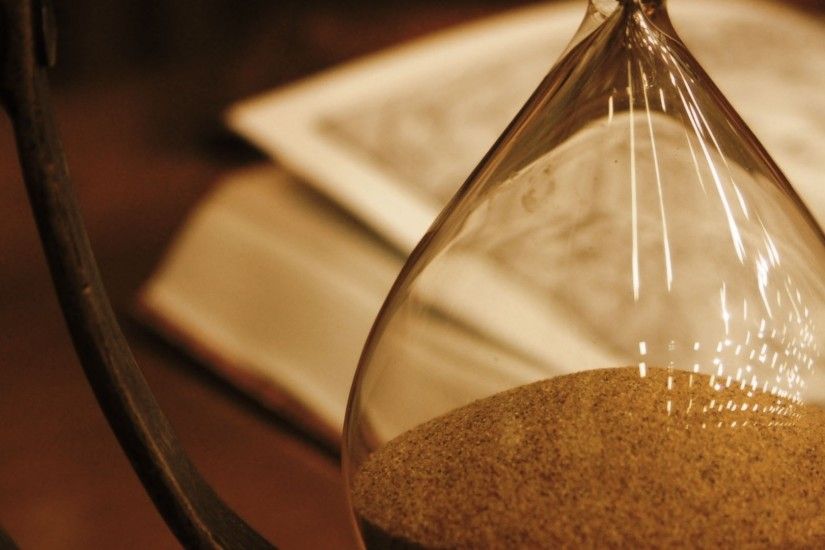 Preview wallpaper hourglass, glass, book 1920x1080