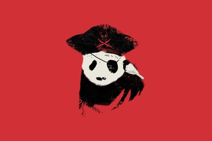 Cute pirate panda bear hat eye patch red wallpaper (panda bears, wallpapers,  cute