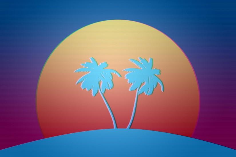 Vaporwave palm trees sunset