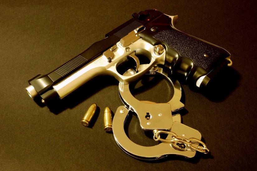 pistol, handcuffs, bullet, weapon, police