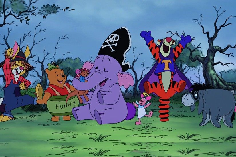 Winnie The Pooh And Friends Printable Halloween Wallpaper Greeting Card