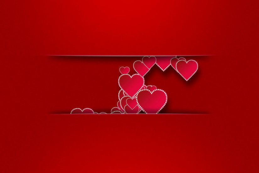 Romantic red hearts with pearls on a red background with animated  inscription I love you. Place for your text. 4K UHD video animation.