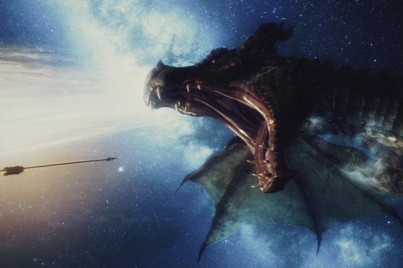 Wallpaper The Elder Scrolls V: Skyrim arrow and the dragon