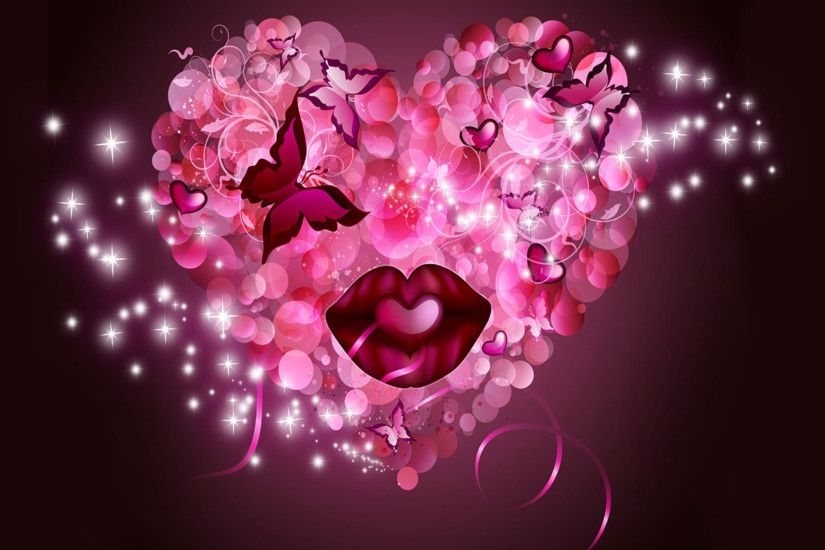 pink heart full hd wallpaper