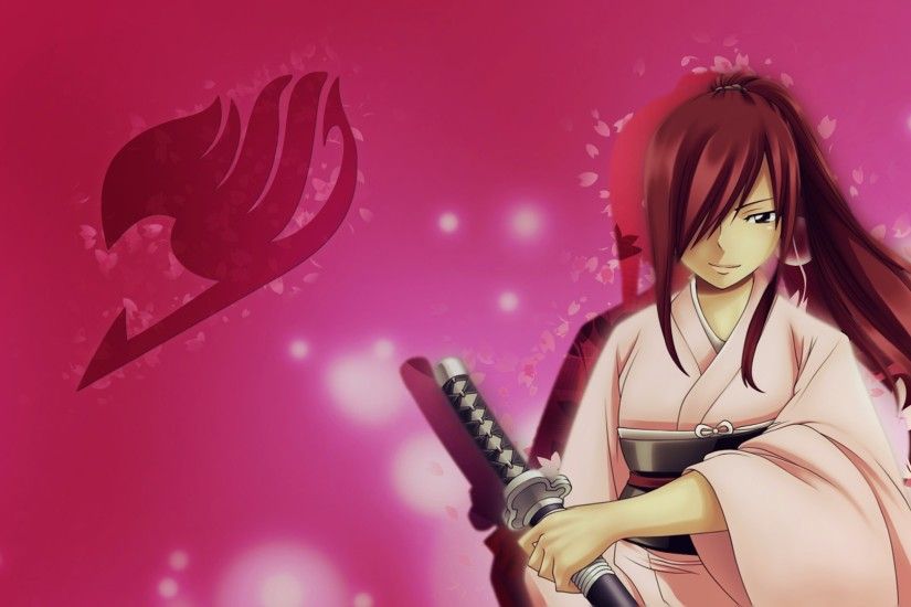 3840x2160 Wallpaper erza scarlet, fairy tail, mage, sword, art, anime