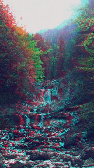 Anaglyph Mountain Green Nature Art #iPhone #7 #wallpaper