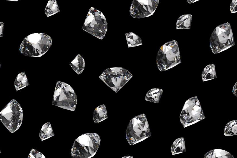 3d spinning and rotating brilliants, diamonds, crystal gems on black  background