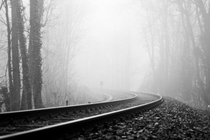 1920x1080 Rail Road Fog & Dark Forest