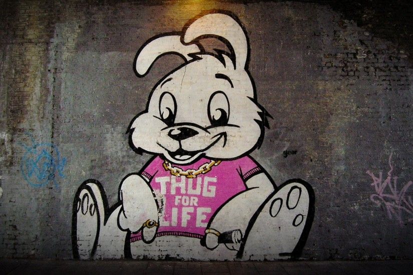 ... banksy thug for life bunny 770329 walldevil ...