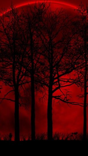 1080x1920 Wallpaper trees, sky, eclipse, night, blood