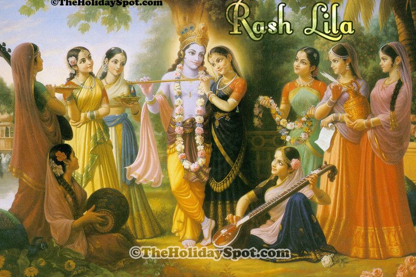 High Definition wallpapers featuring Lord Krishna having rash lila with the  gopis.