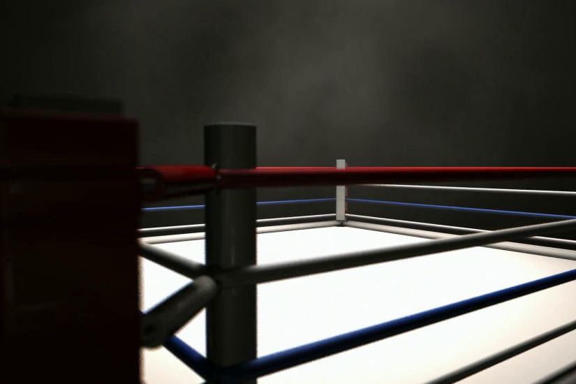 A pan across a empty regular boxing ring surrounded by ropes spotlit in the  middle on an isolated dark background Motion Background - VideoBlocks