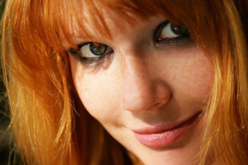 Preview wallpaper mia sollis, red-haired, green-eyed, face, freckles