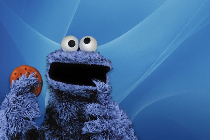 Cookie monster with a cookie.