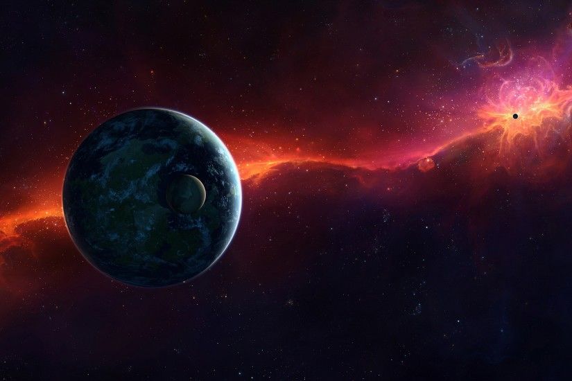 3840x2160 Wallpaper sci fi, space, red, planet