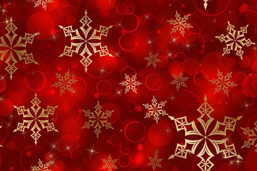 Golden snowflakes on red wallpaper Digital Art wallpapers