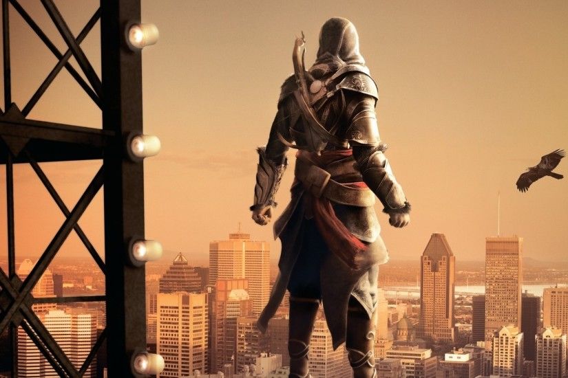 Assassin's Creed, Ezio, Back View, Crow, Cityscape