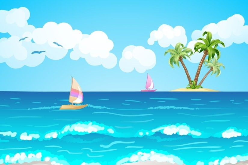 Dream Tag - Sailboats Waves Ocean Calm Sailing Dreams Sky Dream Island  Trees Summer Palm Clouds