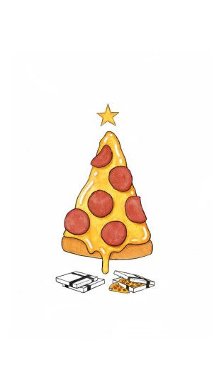 Funny Pizza Christmas Tree Android Wallpaper