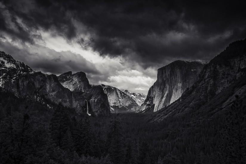 landscape, Nature, Monochrome, Mountain, Forest, Yosemite Valley, Yosemite  National Park, El Capitan Wallpaper HD