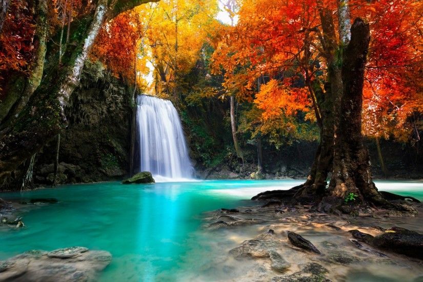 colorful, Trees, Waterfall, Nature, Tropical, Forest, Fall, Landscape,  Thailand, Water Wallpapers HD / Desktop and Mobile Backgrounds