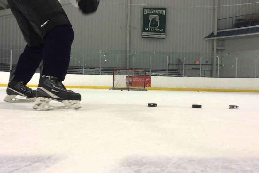 Bauer 1x rapid fired slap shots on ice hockey Upper Corner Hockey - YouTube