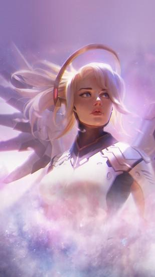 awesome mercy overwatch game art illustration iphone6 plus wallpaper