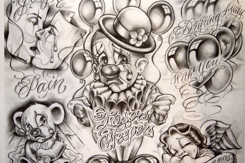 ... Wallpaper Gangsta Draw Gangster Tattoo Flash | Boog Cartoon Gangster  Chicano Tattoo ...