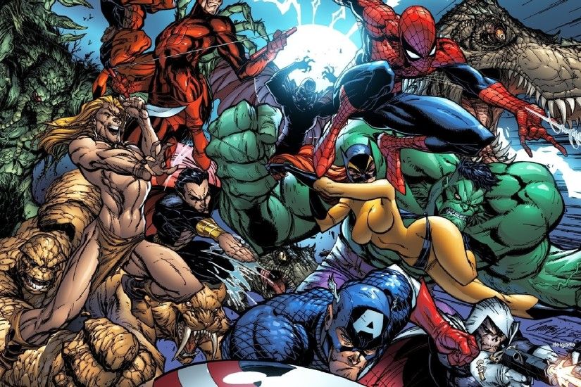 1920x1080 Comics - Marvel Comics Daredevil Captain America Spider-Man Hulk  Thing (Marvel Comics)