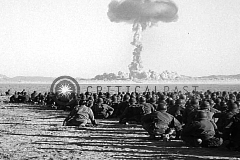 An atomic explosion occurs and US troops witness the formation of mushroom  clouds...HD Stock Footage - YouTube