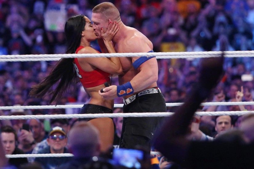 PHOTO: John Cena proposes to Nikki Bella during WrestleMania 33, April 2,  2017, at Camping World Stadium in Orlando, Fla.