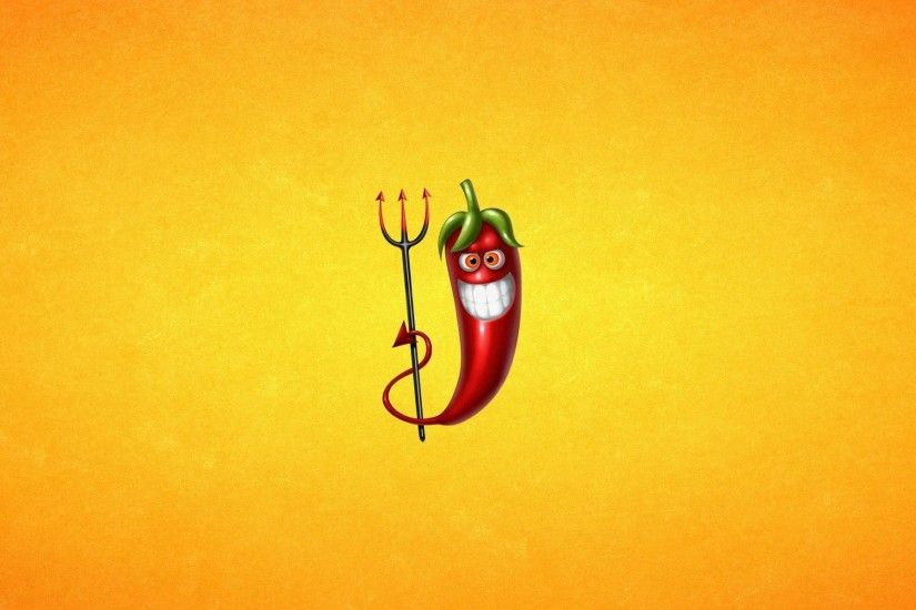 Pepper with a trident, yellow background wallpapers and images .