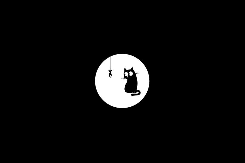 Minimalistic monochrome black background cats (drawn .