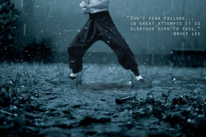 Gym Quotes Bruce Lee Rain Kung Fu Wallpaper