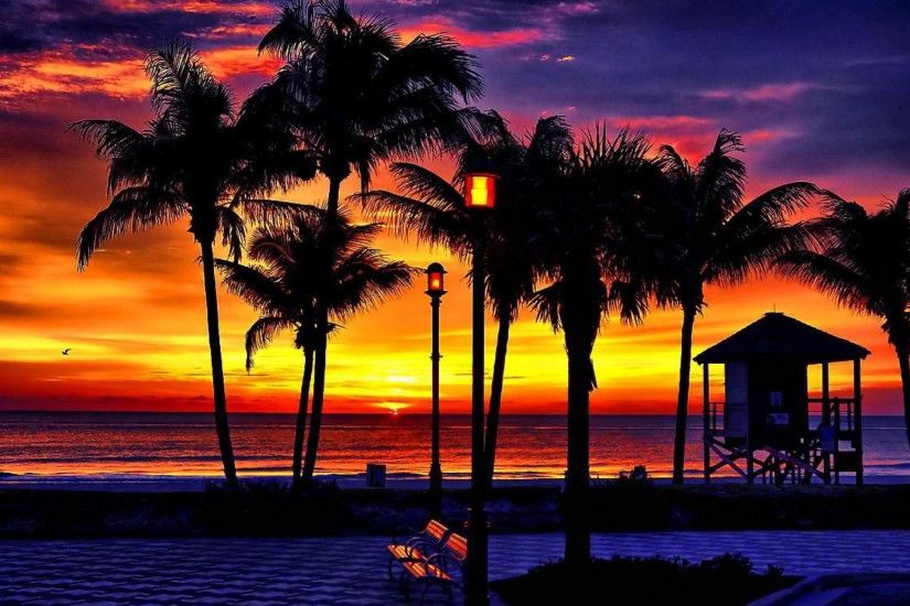 Tropical Beach Sunrise Wallpaper 1080p HD