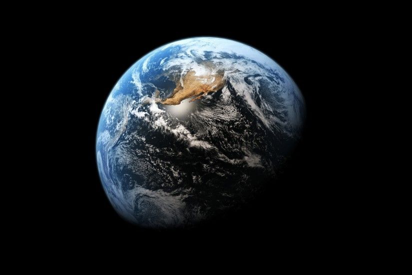 Wallpaper part of Earth in dark space free desktop background
