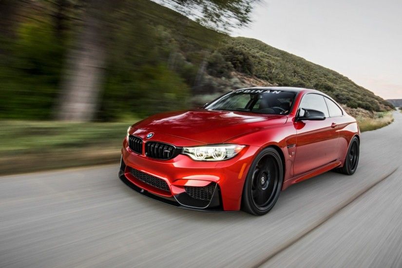 3840x2160 Wallpaper bmw, m4, f82, side view, red, speed