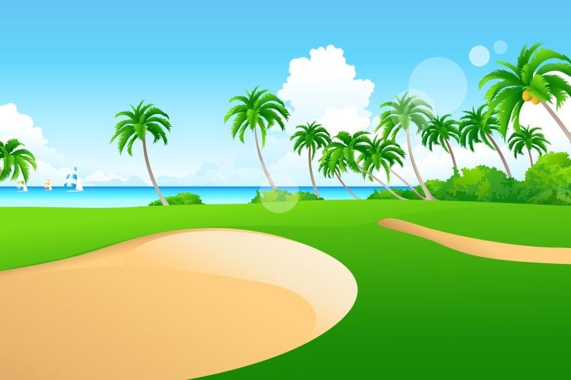 Golf Course By A Tropical Beach ...
