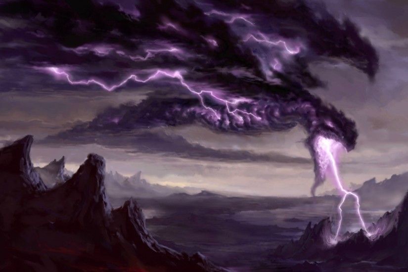 Magic The Gathering Hell's Thunder Cards decks fantasy games dragons fire  lightning landscapes explosion mountains dark wings purple artistic storm  sky ...