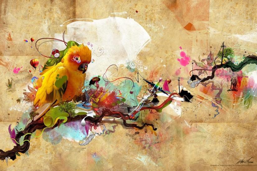 Animal - Artistic Bird Parrot Animal Colorful Colors Wallpaper