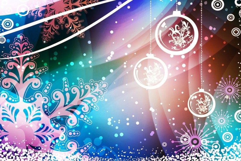 Snowflakes and baubles decorating the Christmas Eve wallpaper .