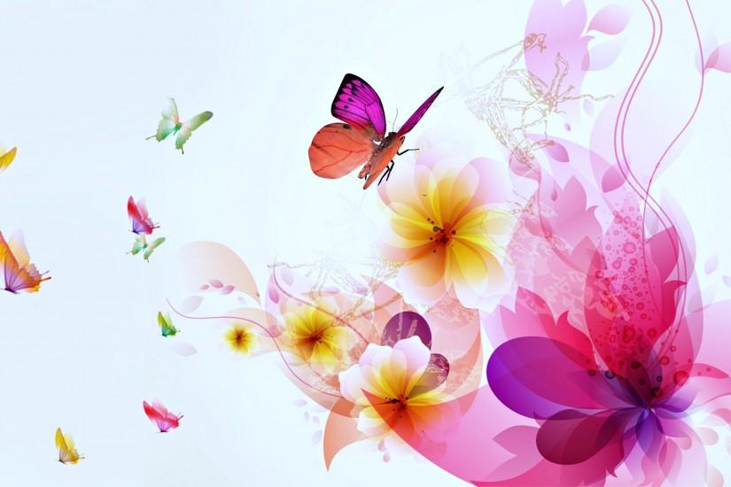 Beauty - Butterflies - Magical - wallpapers - flowers wallpaper